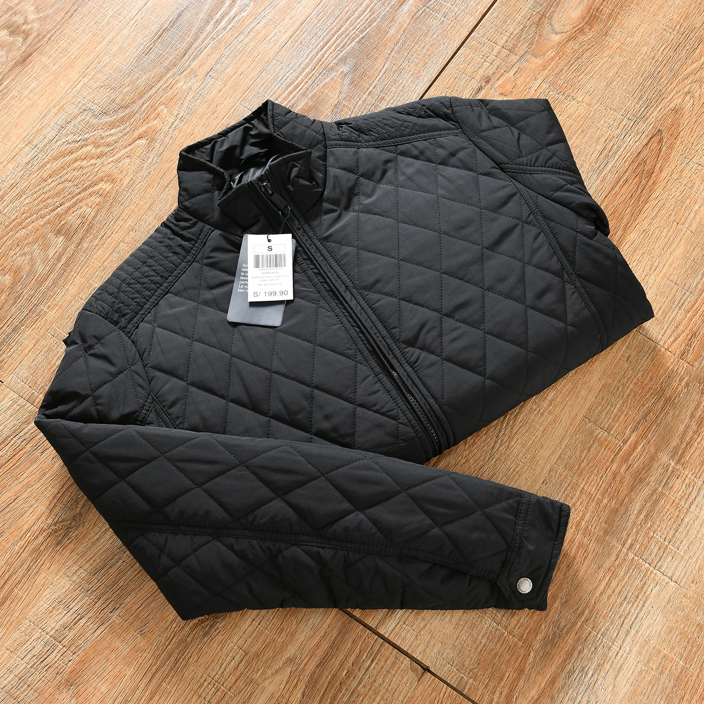 

Men's Casual Thin Cotton Jacket Diamond Pattern Stand Collar Autumn Winter Fashion City Style Long Sleeve Warm Outerwear