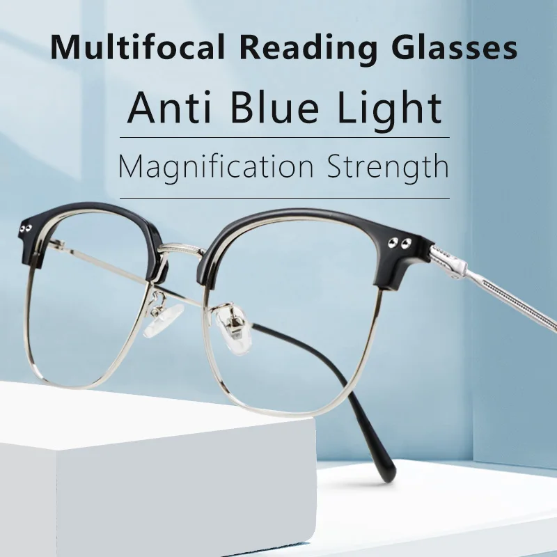 

Progressive Multifocus Reading Glasses Men Women Ultralight Multifocal Presbyopic Glasses Bifocal Readers Glasses Hard Resin Len