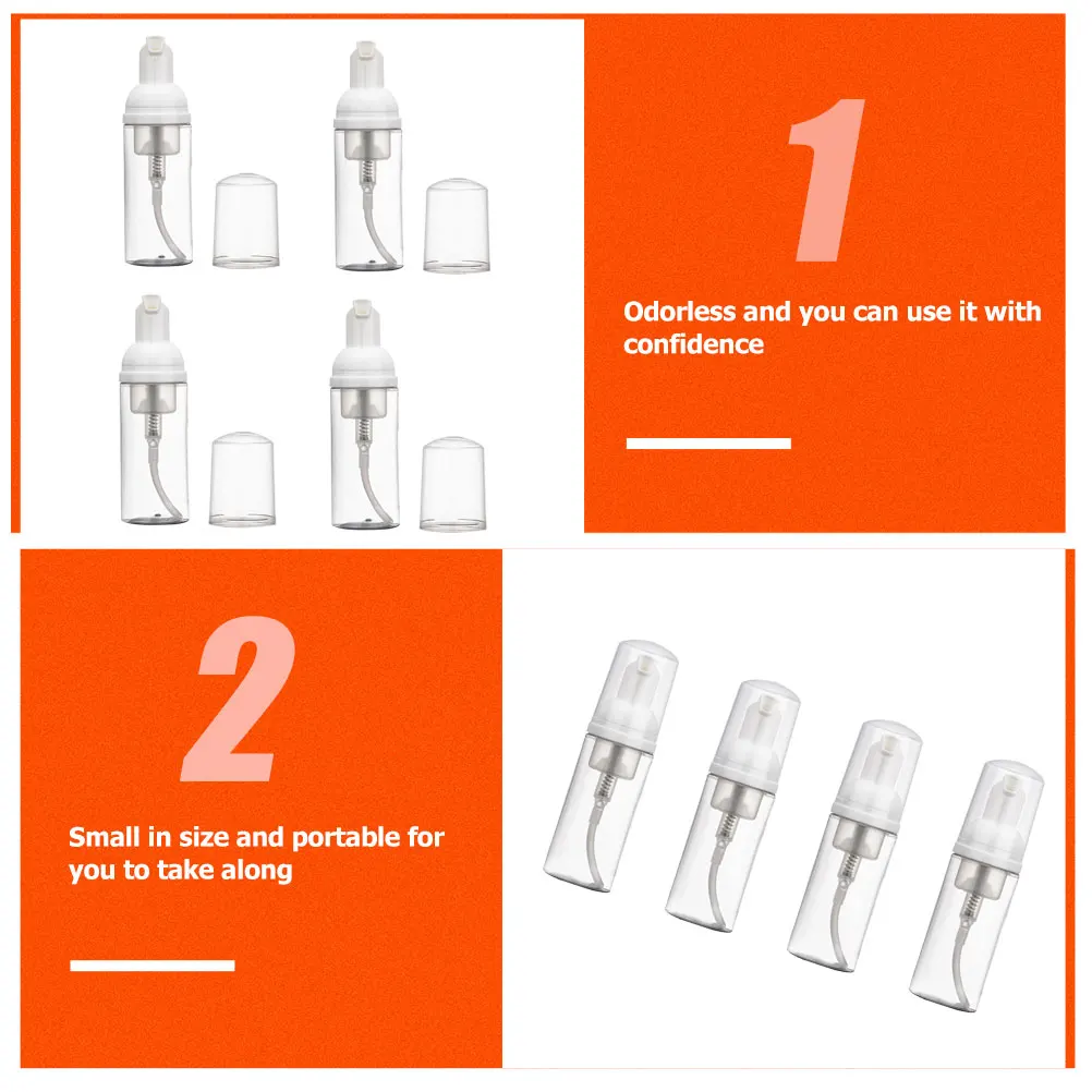 

4Pcs Bottles Durable ABS Travel Size Small Empty Foaming Shampoo Hand Soap Bubble Mousse Portable Reusable Refill