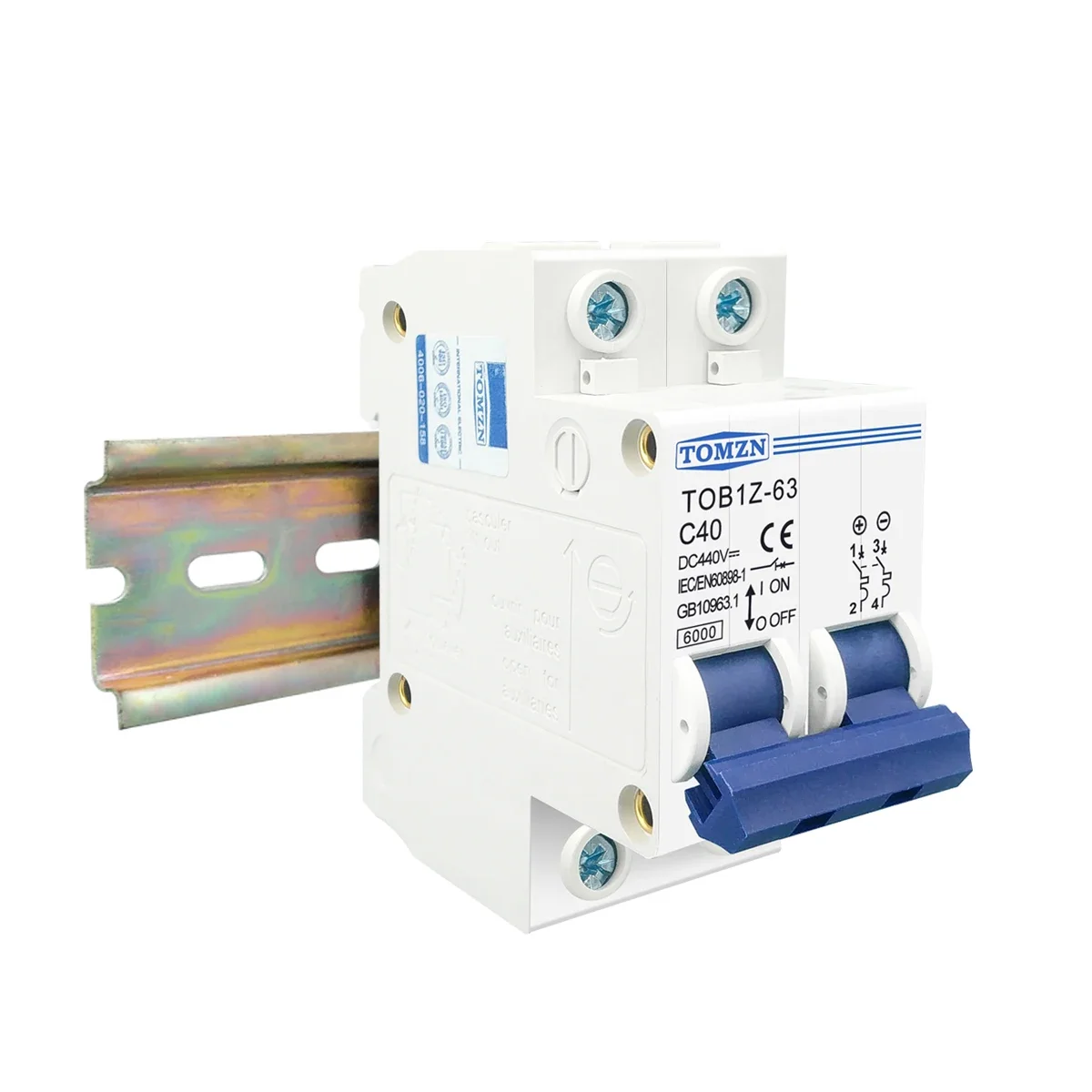 TOMZN 2P 20A DC 440V Disyuntor de corriente continua MCB C curva