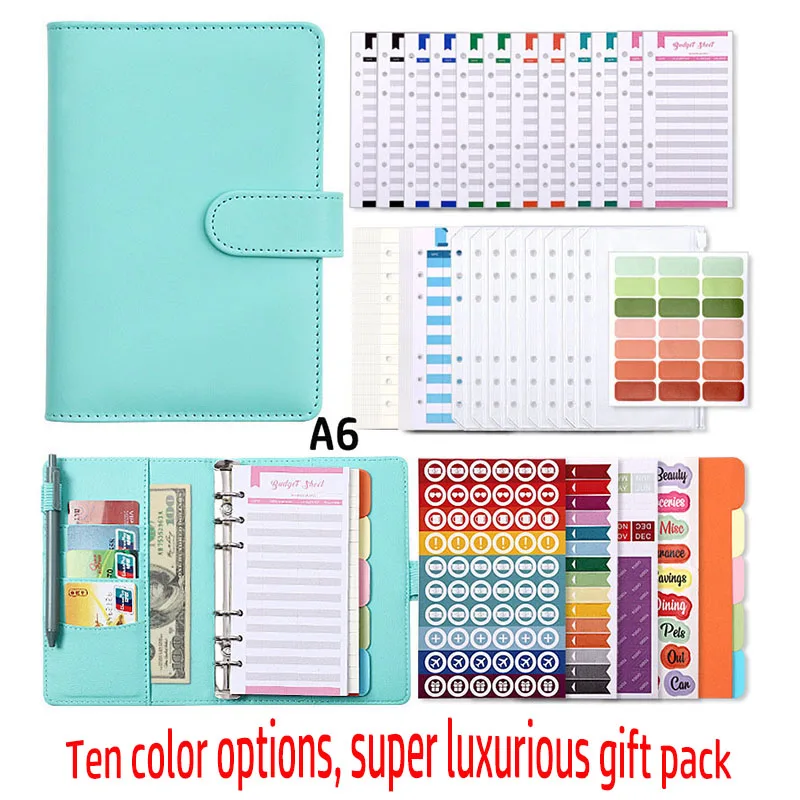 

A6 Loose-leaf Notebook Creative PU Cash Budget Binder Financial Planning Hand Ledger 2024 Agenda Planner Weekly School Schedule