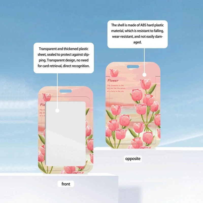 Perfume Flower Pattern Card Holder with Retractable Spring Cord Suitable for Bus Campus Lunch/Door Card Kpop Photocard Holder