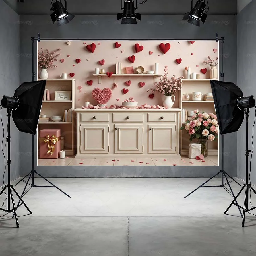 MOON.QG Valentinstag Rosa Herz Home Kulissen Für Fotografie Küchenutensilien Herz Shop Hintergrund Wand Foto Studio Shooting