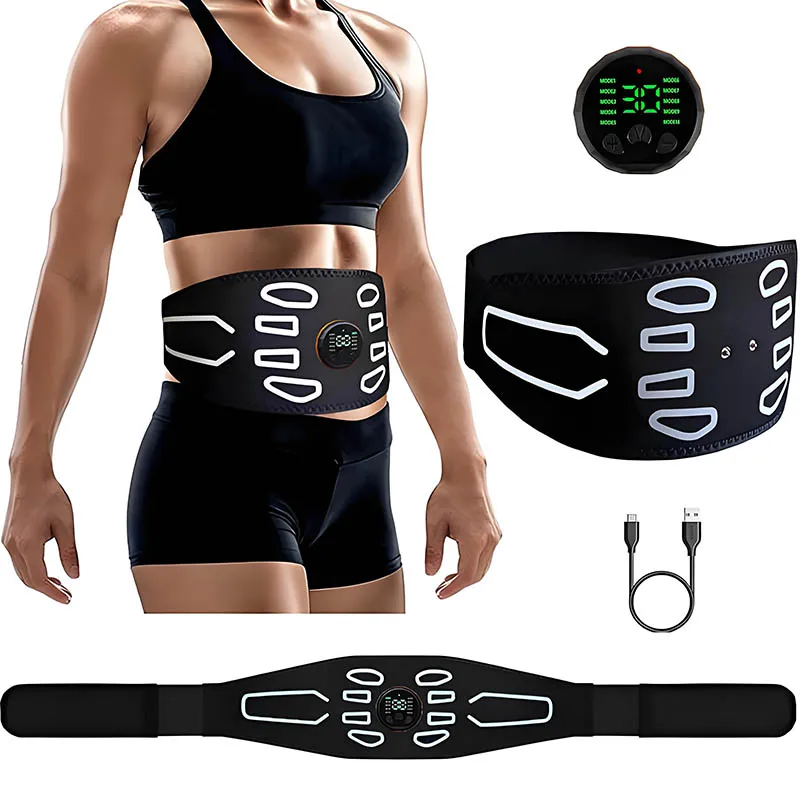 

Smart EMS Muscle Stimulator Abdominal Toning Belt Ab Trainer Muscle Toner Waist Massager Back Support USB Charge Weight Loss