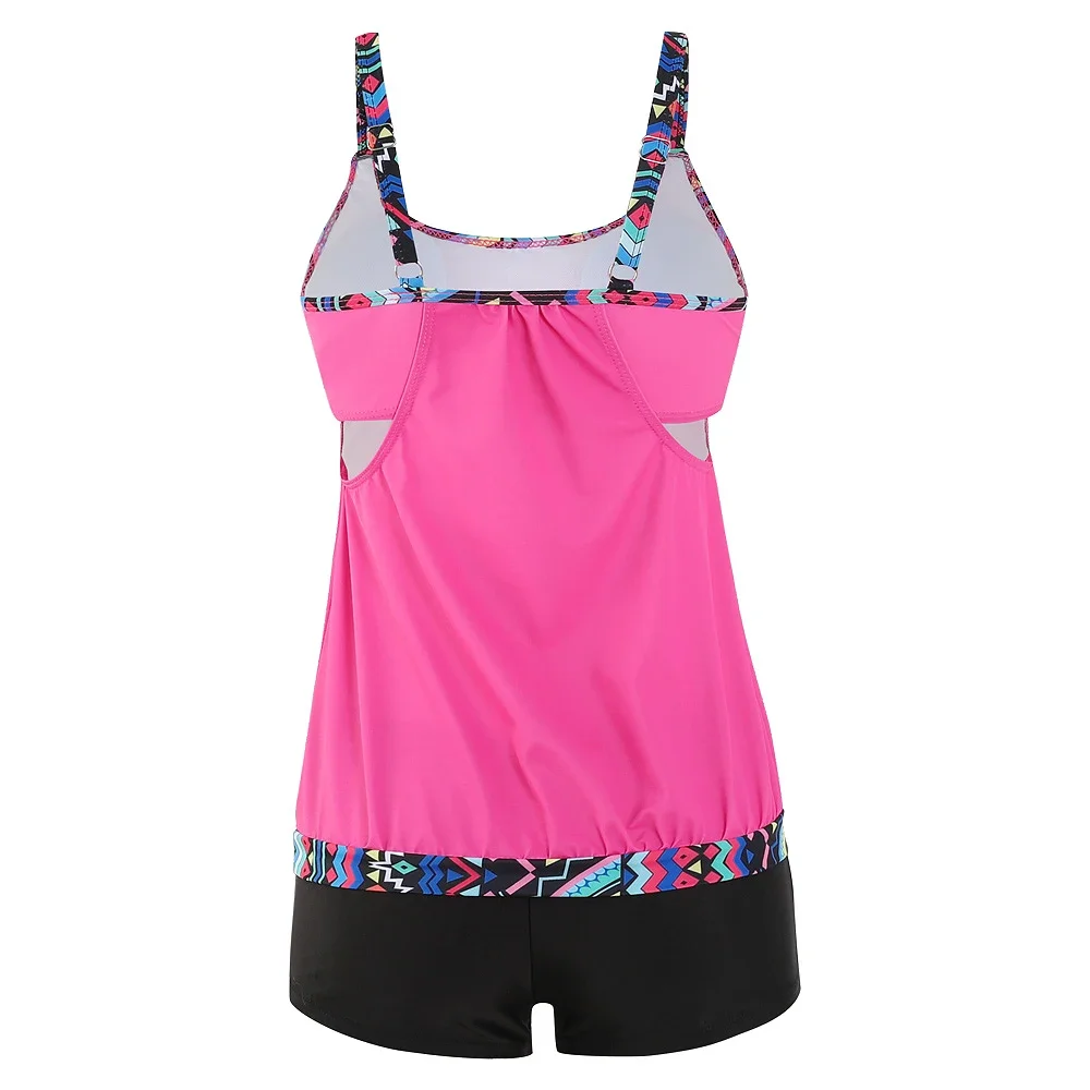 Verão feminino camisola tankini-estilo boxer único maiô na moda impressão sexy conjunto de biquíni maiô de duas peças S-6XL