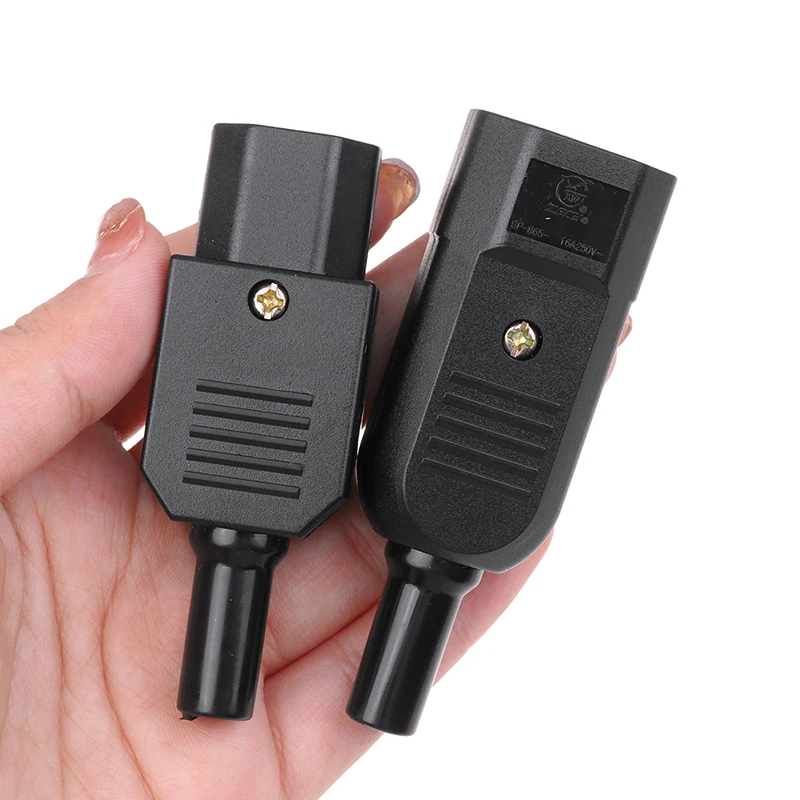 【C】16A 250V Straight Cable Plug Connector C13 C14 Female Male Plug Rewirable Power Connector 3 Pin AC Socket Industrial Plug