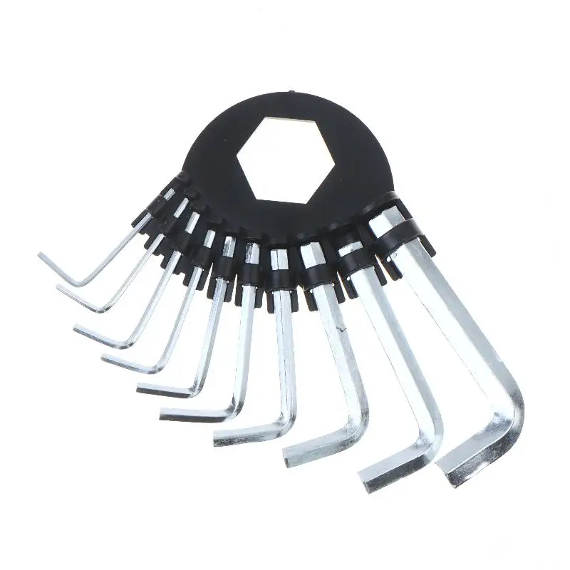 New 10 Piece Metric Hex Key Set Hardened Steel Foldable Storage Ring For Home Repair Bike Maintenance Assembly