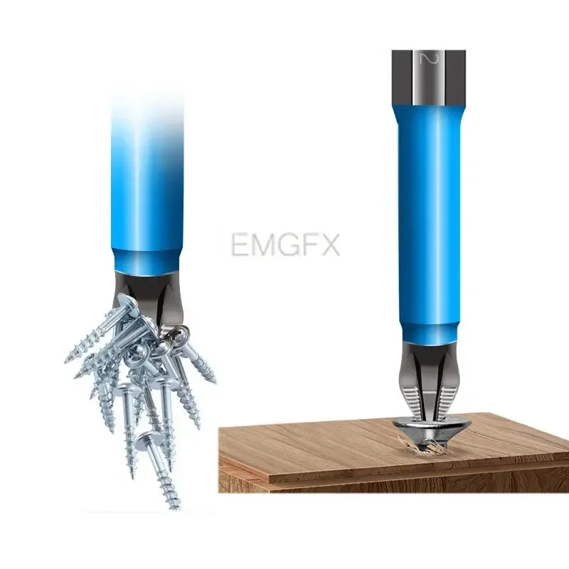 7PCs Set Strong PH2 Cross Anti Slip Screwdriver Head Hardness Drill Bit Hex Shank Magnetic Precision Electric Screwdriver Tools