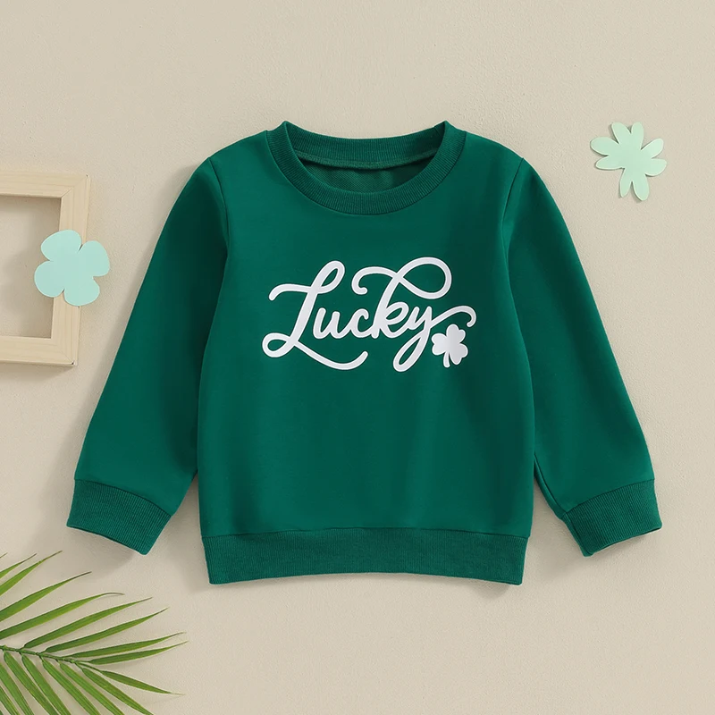 Children s St Patrick s Day Hoodie Shamrock Print Green Pullover Sweatshirt Long Sleeve Top for Kids Toddler Boy Girl Cute