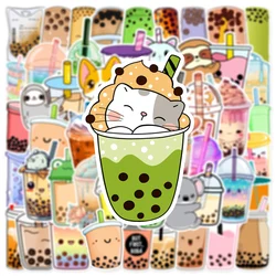10/30/50PCS INS Style Cute Animal Bubble Tea Stickers Cartoon Drink Aesthetic Decoration Decal DIY Stationery Phone Water Bottle