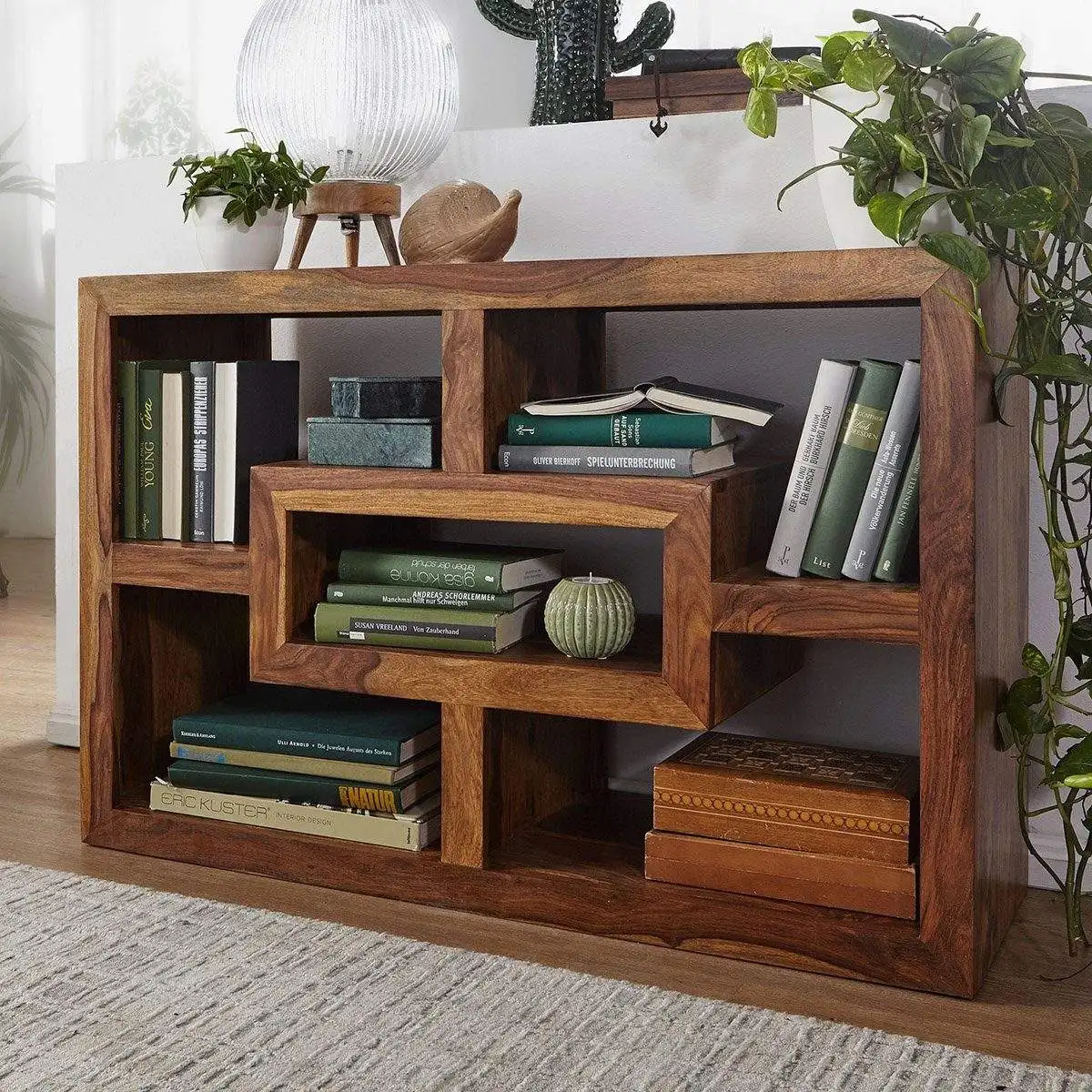Z DU'S Modern Solid Wood Bookcase, Rectangular Design, Artistic Appearance, Ample Storage Capacity.Z