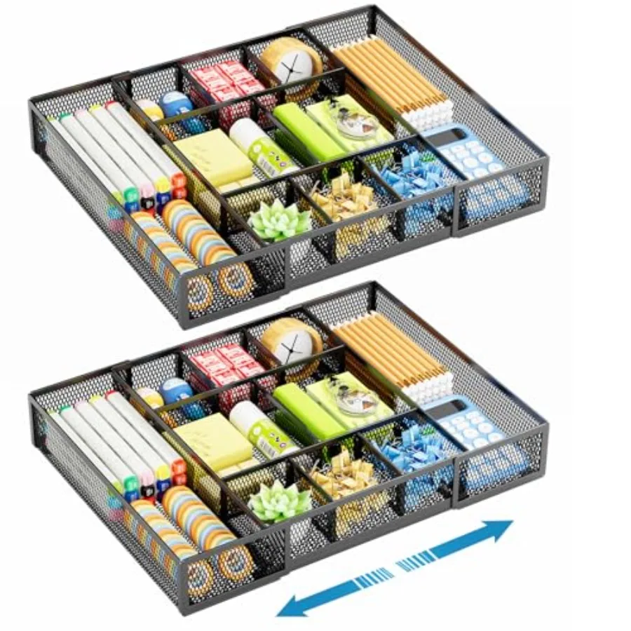 

Раздвижной органайзер для стола с 10 регулируемыми отделениями, сетчатый лоток-органайзер для ящиков, аксессуары для организации рабочего пространства