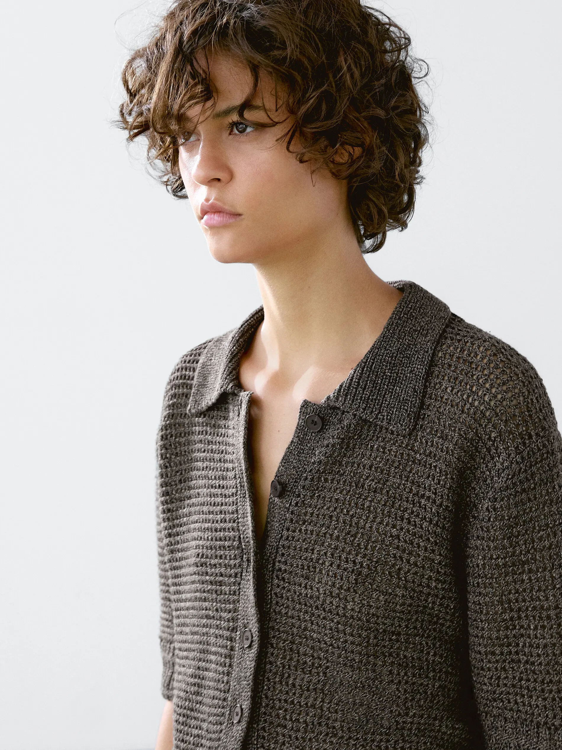 Ethereal MD 2025 Massidutti Frühlingsneuer Stil alter Geldstil, Rückenlehne und fauler Kurzarm-Strickjacke mit Polokragen