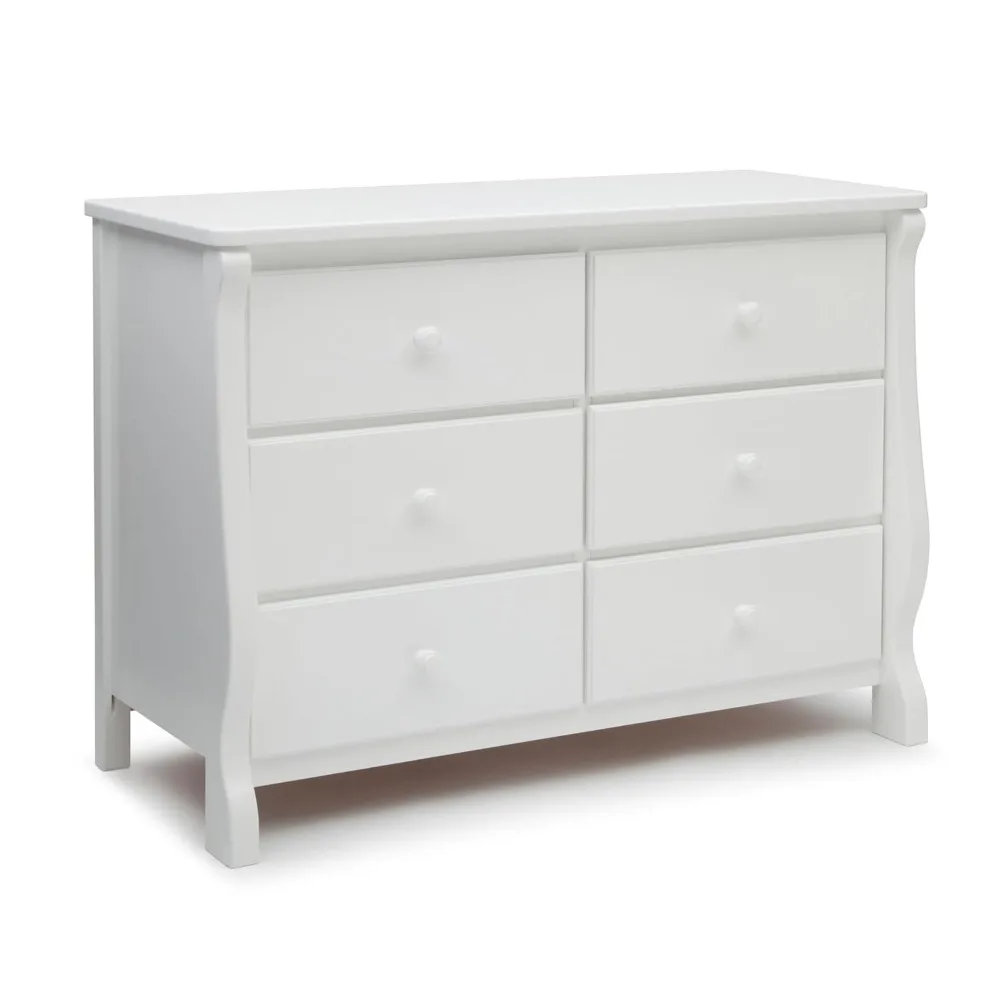 Delta Children Universal 6 Drawer Dresser with Interlocking Drawers - Greenguard Gold Certified, White