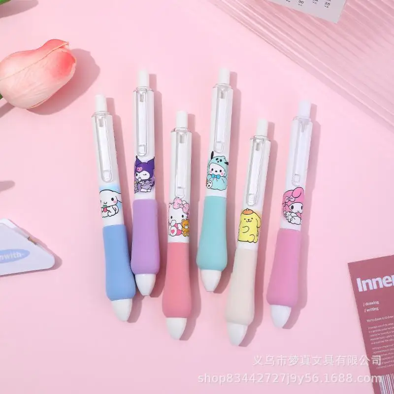 Kawaii Sanrio Hello Kitty Cinnamoroll Pochacco Carbon Pen Neutral Pen St Nib 0.5Mm Black Sponge Soft Grip Stationery Girls Gift