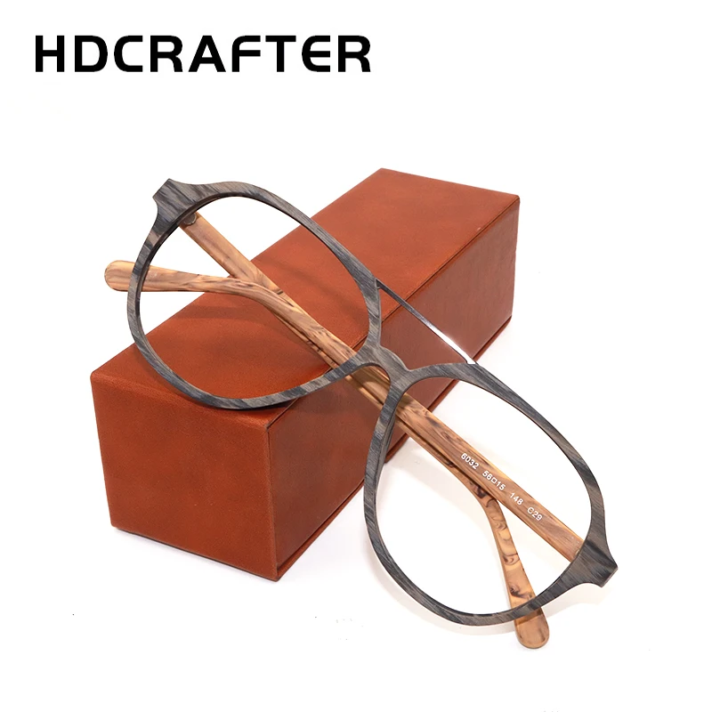 HDCRAFTER  Fashion Retro Wood Glasses Frame Men Women Optical Customized Eveglasses Eyewear Goggles Spectacles For Female 6032