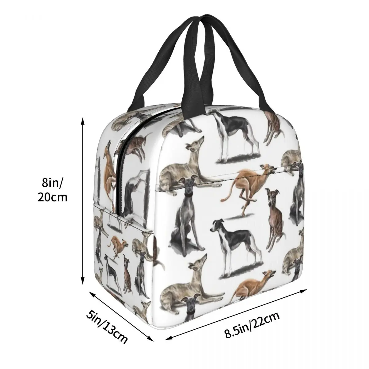 The Whippet Insulated Lunch Bags Thermal Bag Lunch Container Greyhound Sighthound Dog Large Lunch Box Tote Food Handbags Picnic