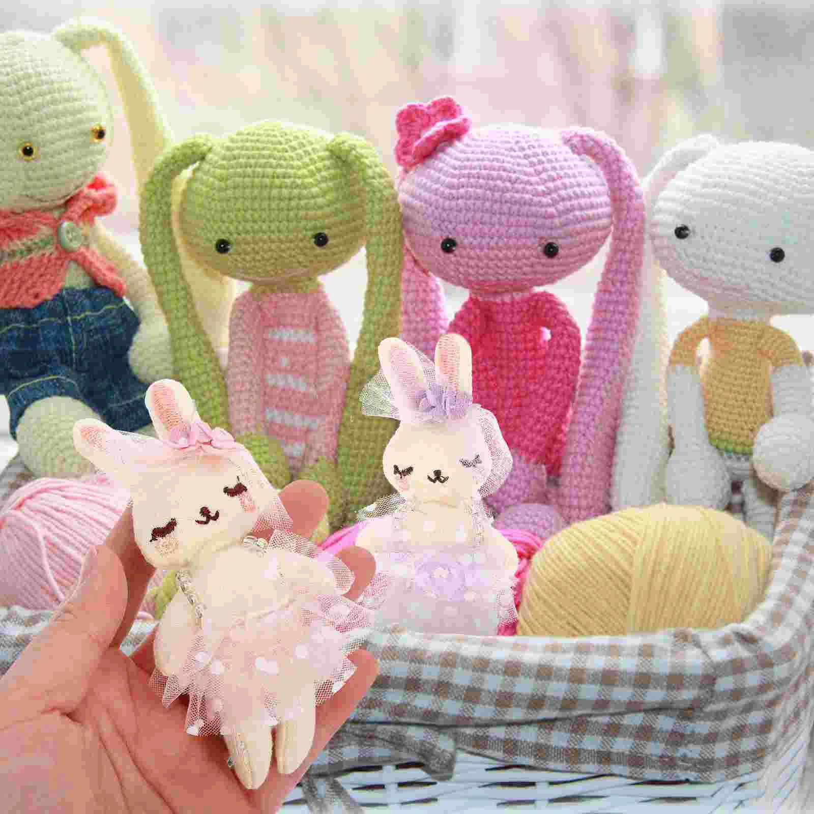 6 Pcs Rabbit Girls Bunny Plushies Animal Mini Toy Toys Bulk Clothing Supplies Small Key Chain