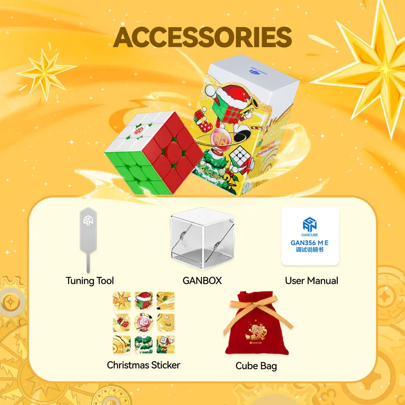 [JudyCube] GAN 356 ME Christmas Edition Magnetic Magic Speed Cube Stickerless Fidget Toys gan 356me Cubo Magico Puzzle