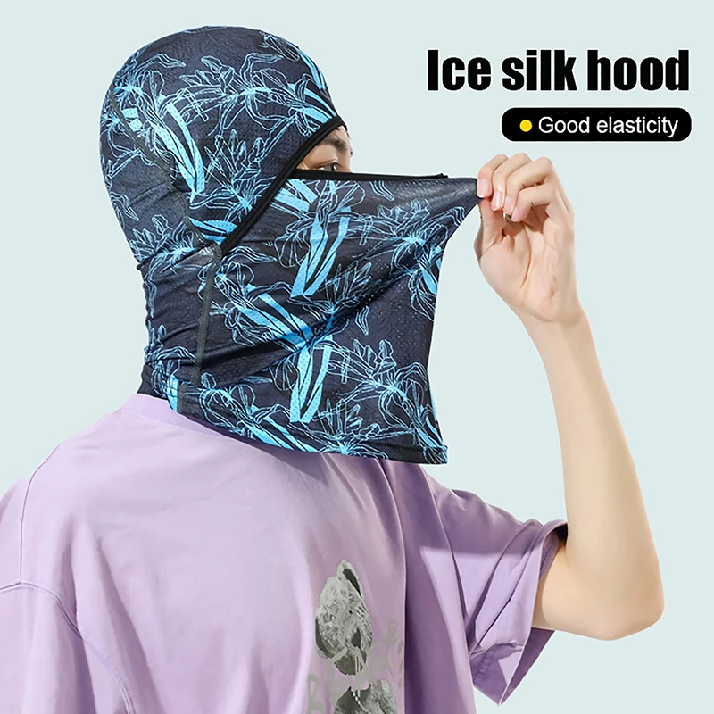 Summer Cool Balaclava Ice Silk Cycling Full Face Cap Sun Anti-UV Protection Sports Face Cover Headwear Bike Motorcycle Men's Hat