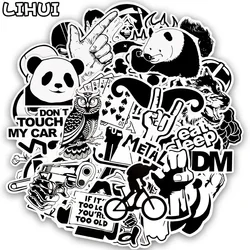 50 PCS Random Black and White Sticker Graffiti Punk JDM Cool Stickers for Kids to DIY Laptop Skateboard Suitcase Bike Helmet Car