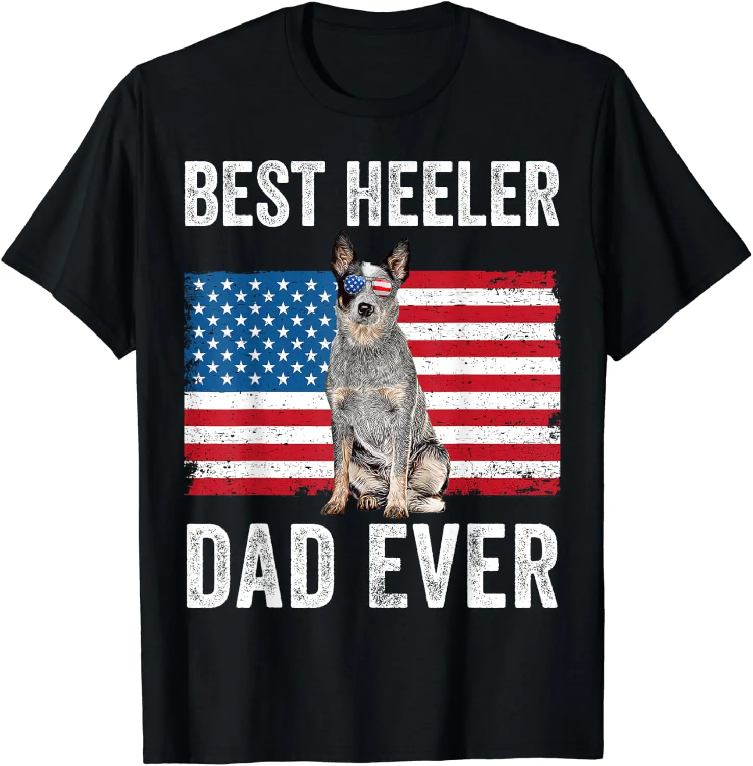 Blue Heeler Dad Australian Cattle Dog Lover American Flag T-Shirt