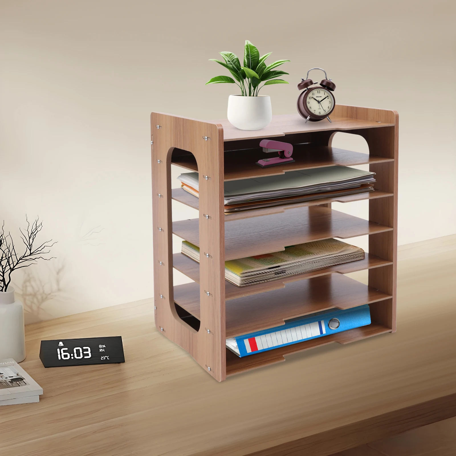 

High-density Board 36*25*38.5cm Seven-layer File Rack Desktop Document Storage Box Multilayer A4 Paper Office Finishing Rack