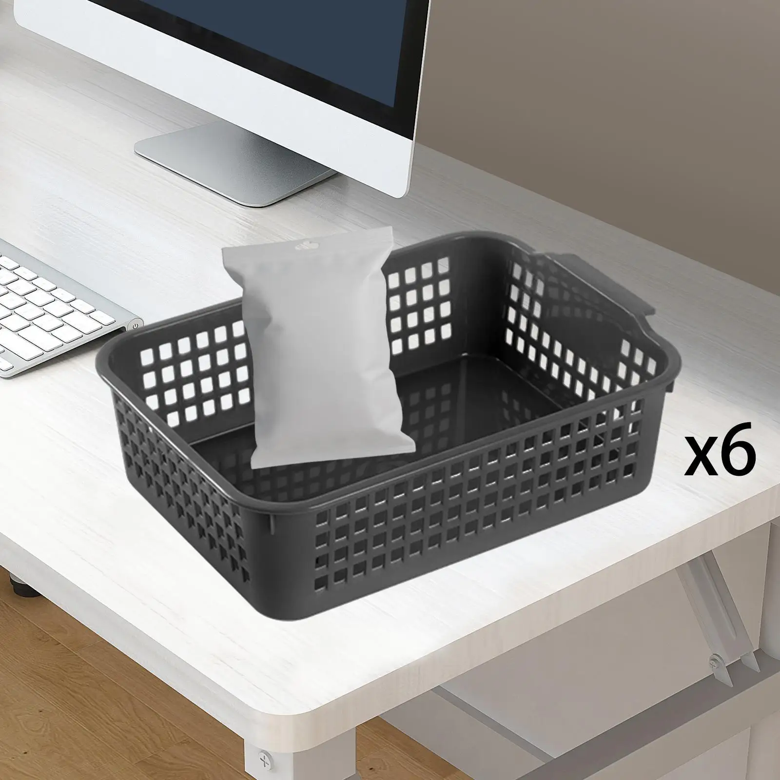 6 Pieces Desktop Storage Baskets Vanity Organizer Trays for Washroom Shelves