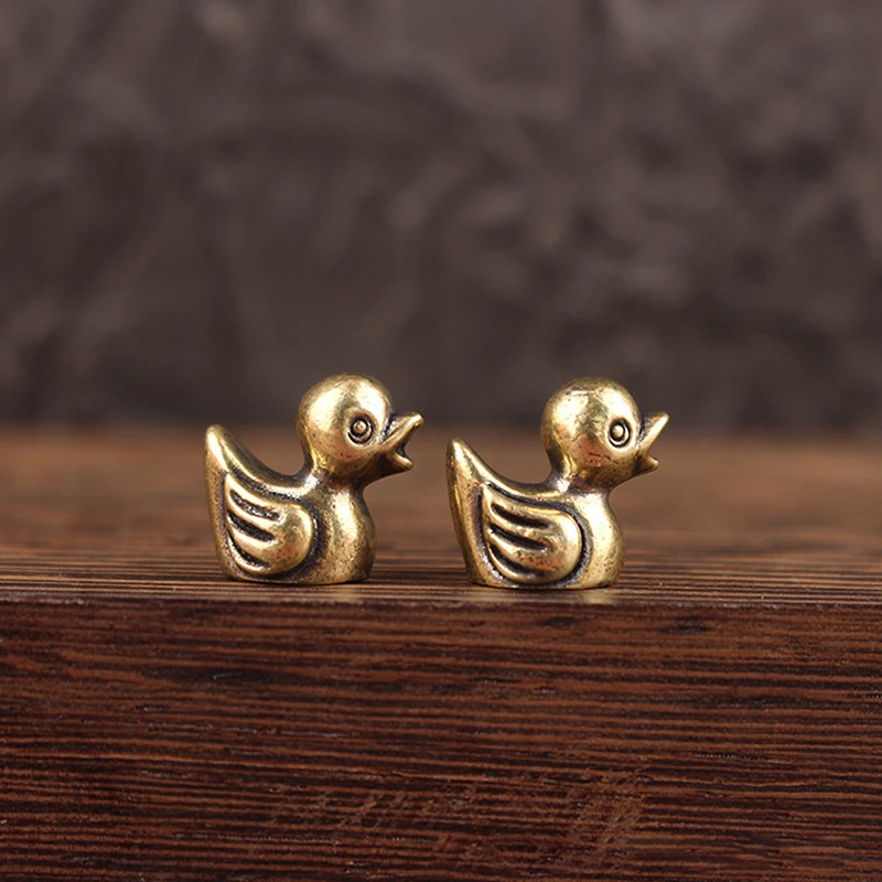 Two Brass Duck Figurines, Handmade Tea Set, Pet-themed Coffee Table Decorations, Cute Duck Desktop Ornaments And Gifts