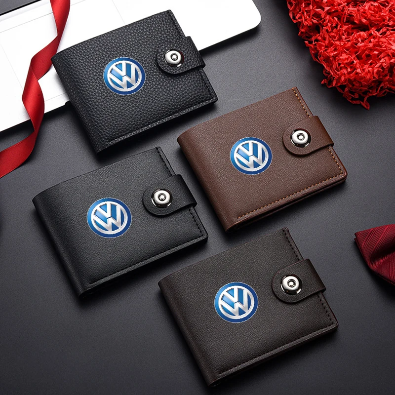 Men Wallet Leather Short Clip Card Coin Storage Purses Women Male Gift For Volkswagen VW Golf 4 6 7 GTI Tiguan Passat B5 B6 B7 C