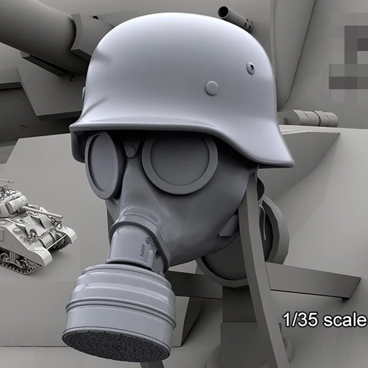 1/35 Resin Model figure GK Soldier, gasmask and helmet, WWII Military, Unassembled and unpainted kit