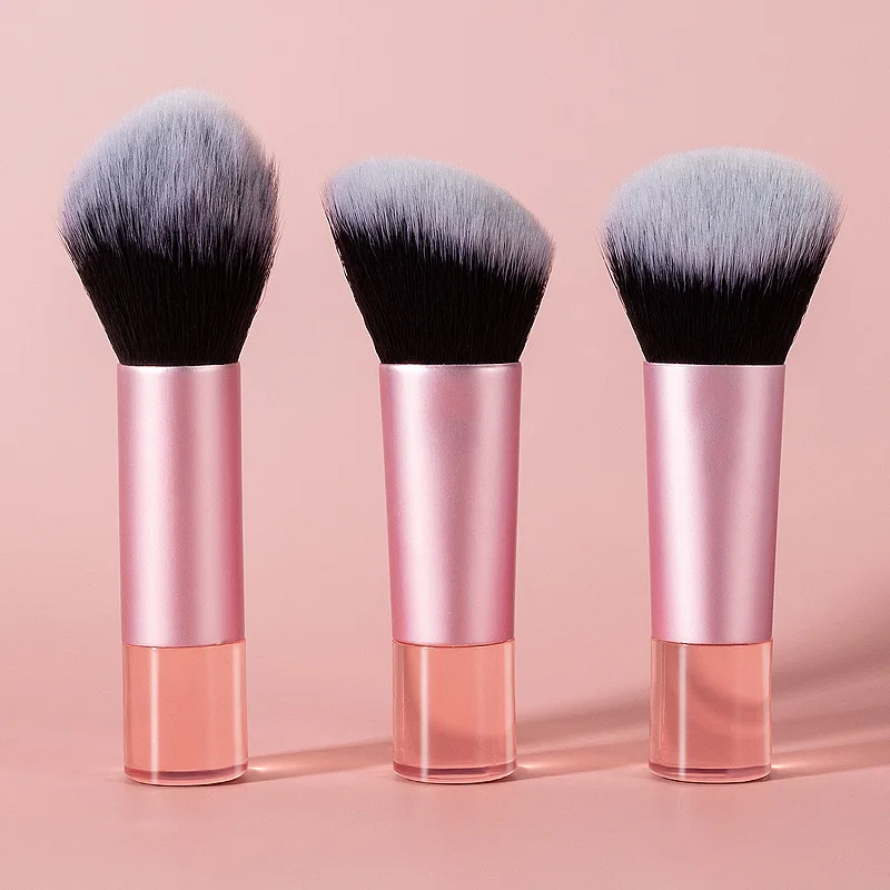 3pcs Mini Short Portable Makeup Brush Set Pink Blush Contouring Brush Foundation Loose Brush Cute Make Up Tools