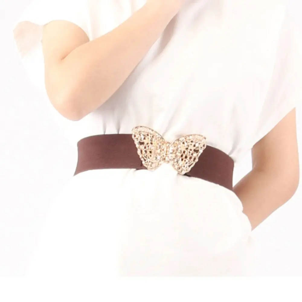 

Color Geometric Clothing Accesoories Knot Metal Buckle Waist Strap Elastic Waist Belt Women Waistband Butterfly Cummerbunds