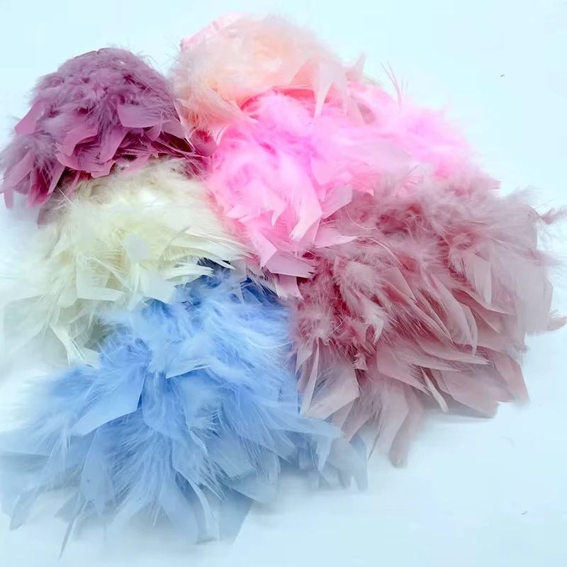 2 متر الأبيض تركيا مارابو الريش تقليم الشريط الريشة الطبيعية DIY بها بنفسك الحرف حفل زفاف الخياطة عيد الميلاد الديكور #3