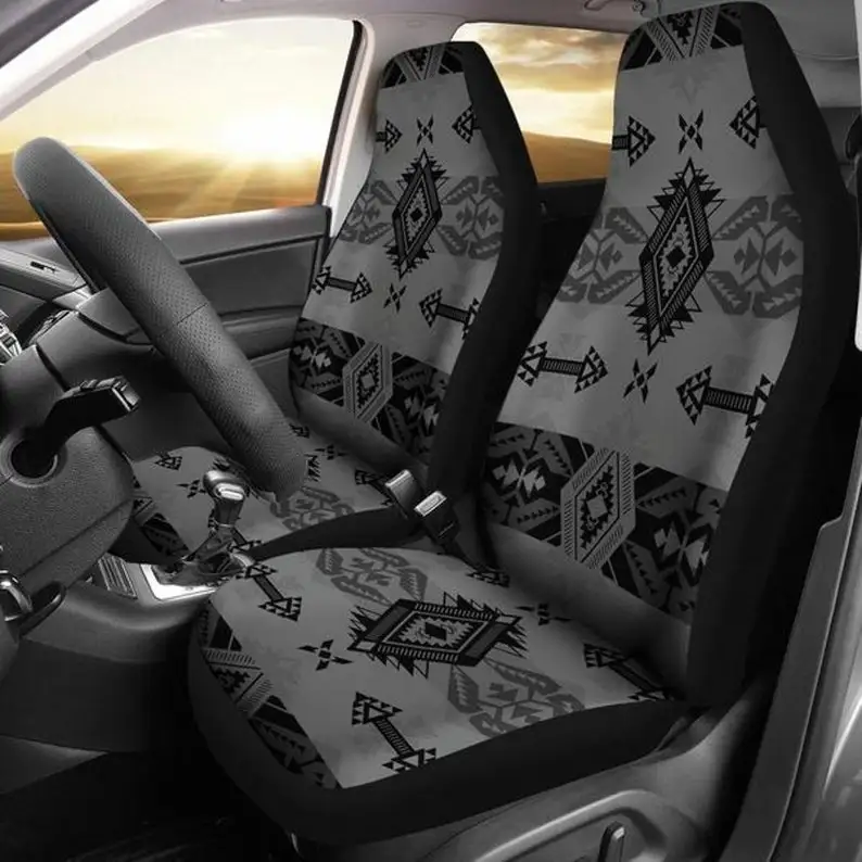 Sovereign Nation Indian Motif Gray, Car Accessories, Gift for Her, Custom Seat Covers, Custom Made Cover, Front Car Covers, Love