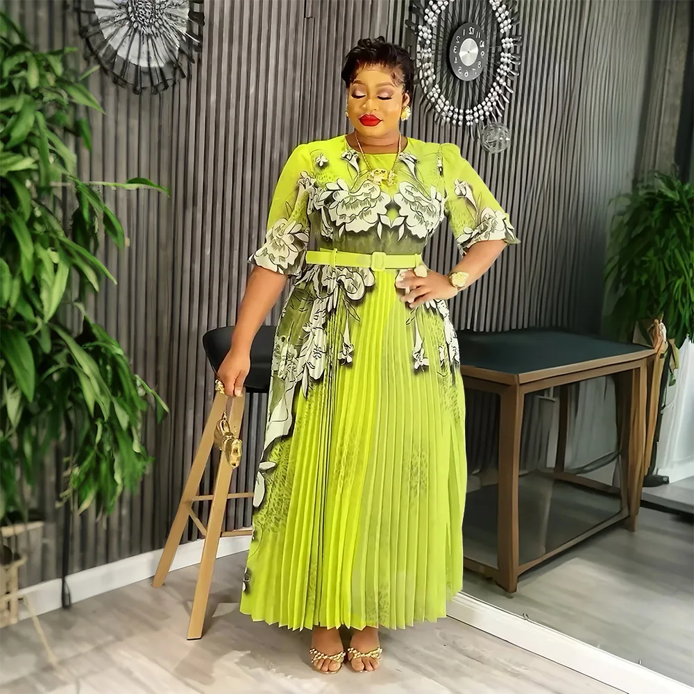 

African Dresses for Women 2025 Elegant Autumn Fashion Print Robe Plus Size Turkey Muslim Wedding Evening Party Long Dress