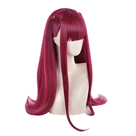 Peruki Cosplay Anime My Dress-Up Darling Rizu Kyu Długie Peruki Kostiumowe w Kolorze Wina dla Kobiet Dziewcząt na Imprezę Halloween Boże Narodzenie