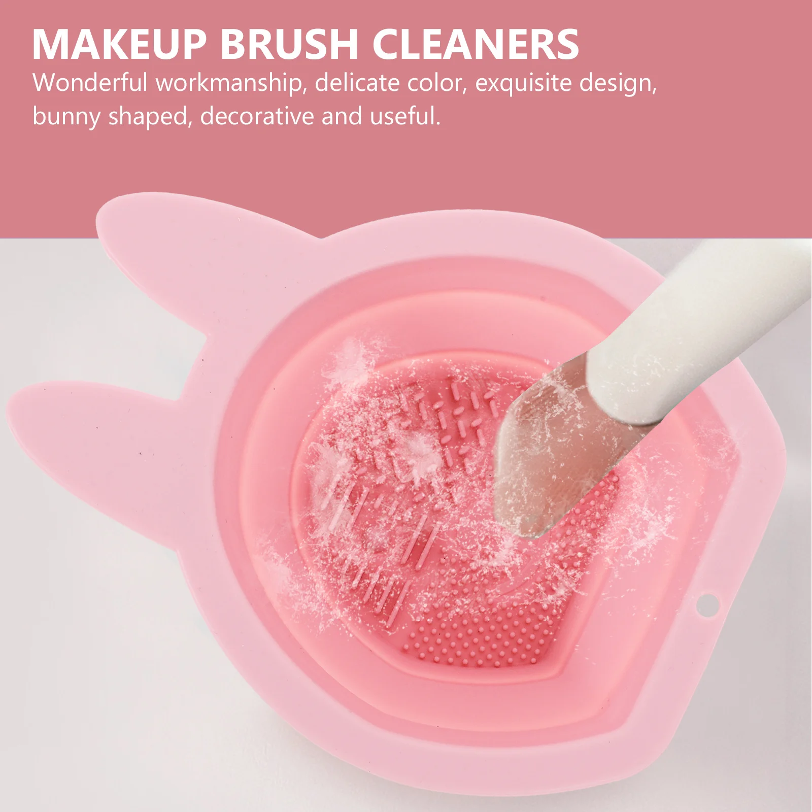 

2Pcs Folding Silicone Bunny-Shaped Makeup Brush Cleaners for Sponge Puff Soft Brush Cleaner Household Bathroom Use