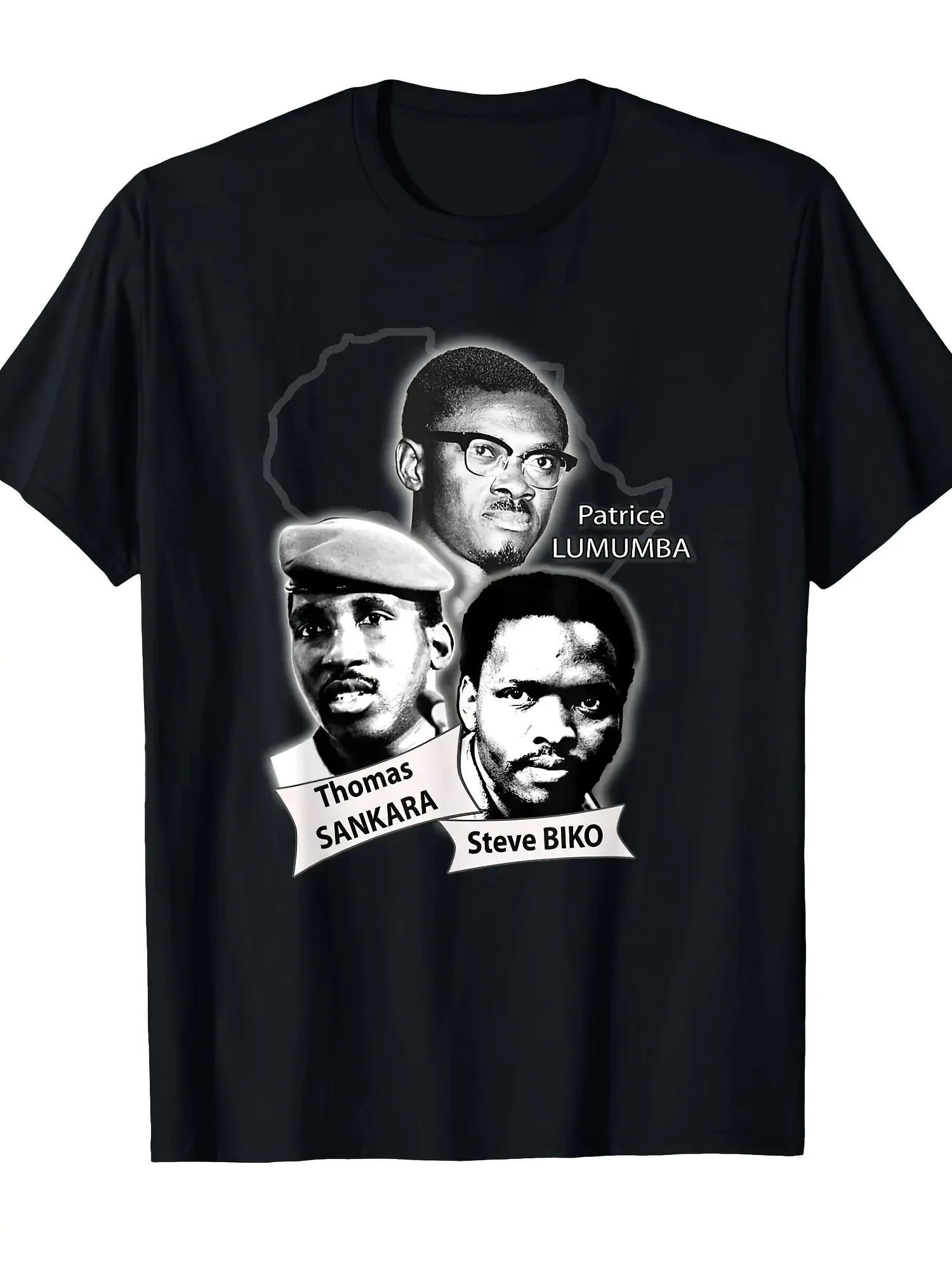 Men's Black African Heritage Graphic T-Shirt 3D Printed Patrice Lumumba for THOMAS Sankara Steve Biko Design