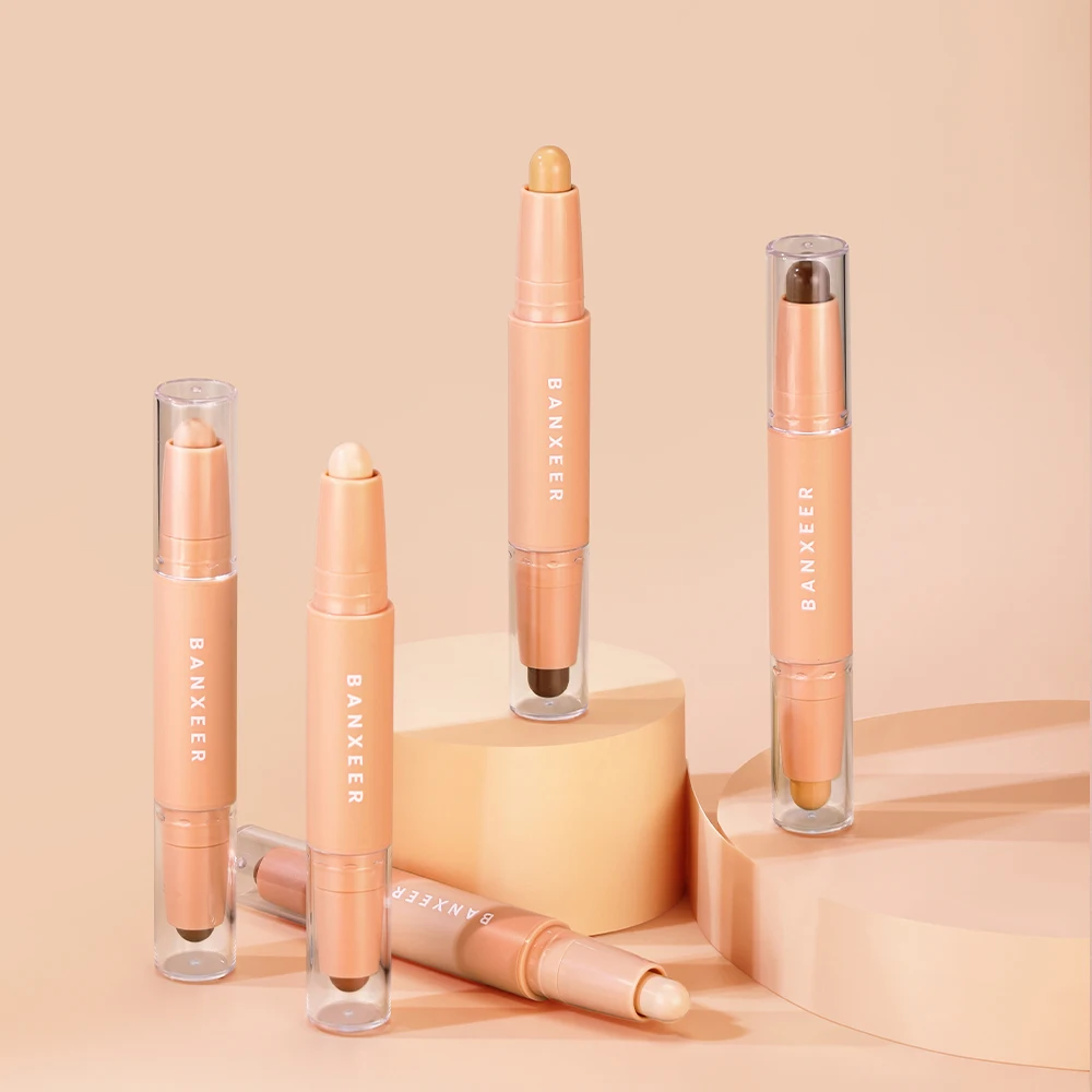 BANXEER Contour Stick Double Head Contour ปากกากันน้ํา Matte Finish Highlighters Shadow Contouring ดินสอเครื่องสําอางสําหรับใบหน้า