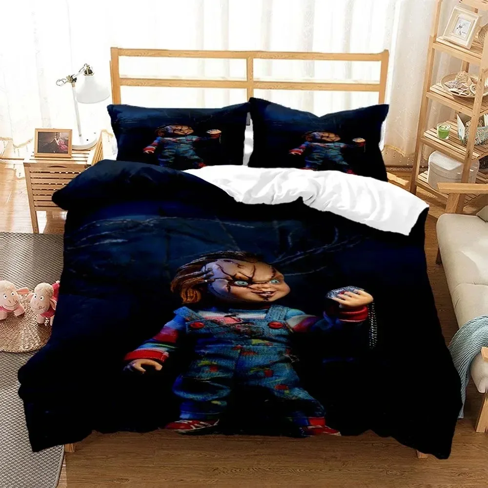 

Halloween horror movie clown printed quilt cover pillowcase Queen bedding set Bedding set luxury Personalized bedding Customized