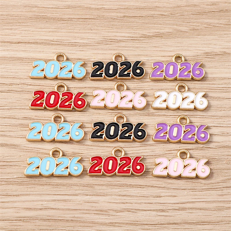 10 Stück Niedliche Anhänger mit den Zahlen 1314 2026, Emaille-Herzanhänger für Schmuckherstellung, Halsketten, Ohrringe, DIY-Bastelzubehör – Detail 5
