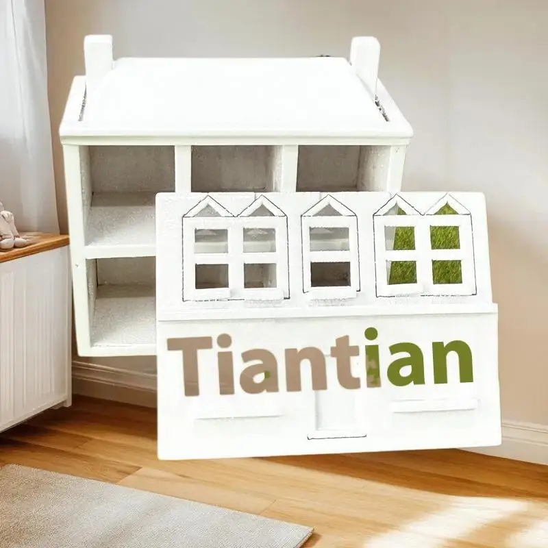 1:12 دمية المنمنمات الأبيض خشبية فيلا منزل صغير نموذج بيت الدمية ديكور المشهد الصغير الحلي التظاهر اللعب اللعب DIY بها بنفسك