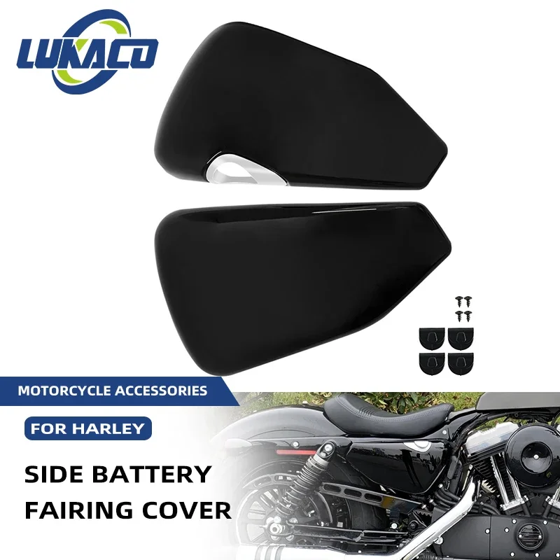 

Black Motorcycle Right Left Side Guard Protection Battery Fairing Cover For Harley Sportster XL Iron 883 1200 48 72 2014-up