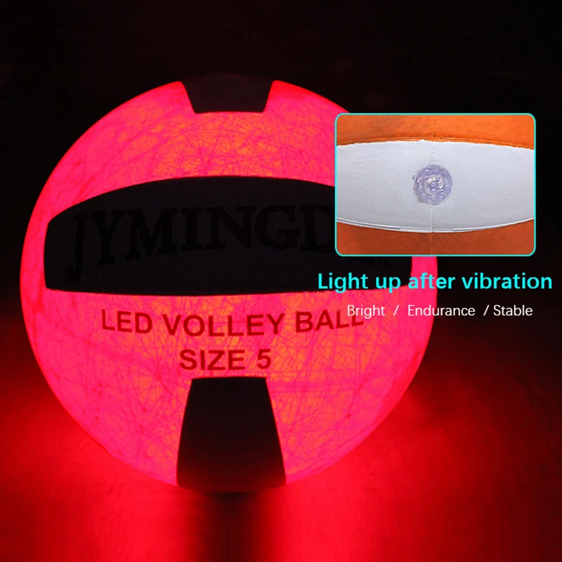 Pelota de voleibol que brilla en la oscuridad, pelota de entrenamiento con luz LED, de goma, impermeable, luminosa, para playa, tamaño 5