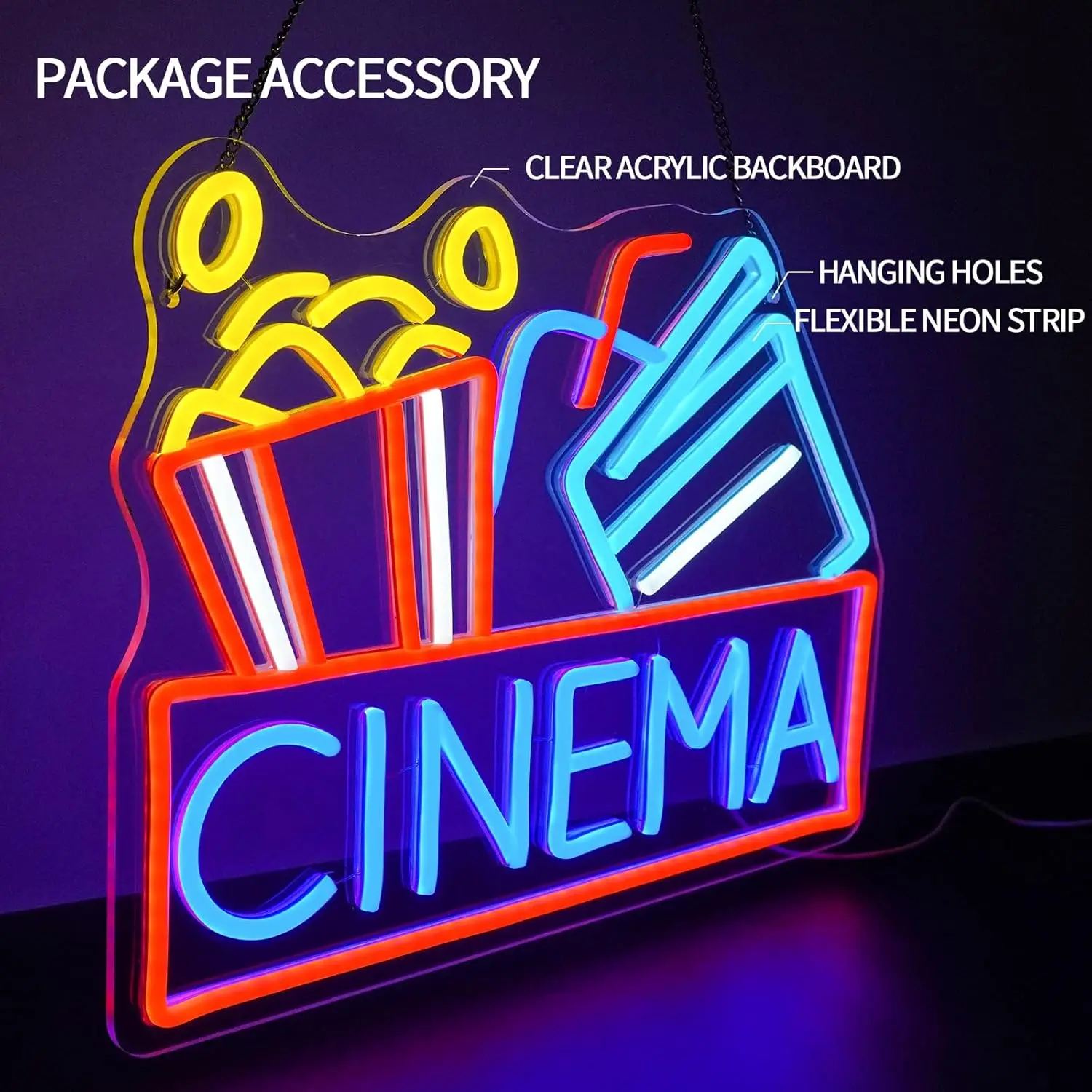 Cinema Neon Sign USB Powered LED Dimmable LED Islamic Neon Light for Home Bar Movie Night Party Man Cave Film Room Wall Decor