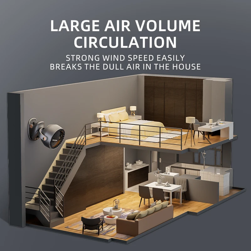 Ventilador de aire acondicionado inalámbrico para acampada, ventilador de escritorio de 3600mAh, 6 modos de vibración, ventilador de techo de pared, refrigeración de aire silenciosa portátil