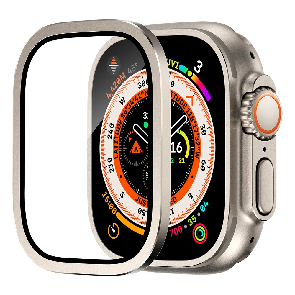 Vetro temperato per Apple Watch Ultra 49mm proteggi schermo antigraffio HD Full Film paraurti in metallo iWatch Ultra 49mm accessori