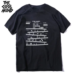 THE COOLMIND 100% Cotton Cool Dino Game Print Men T Shirt Casual Summer Loose Men Tshirt o-neck Male Tshirt Tops Tee Shirts