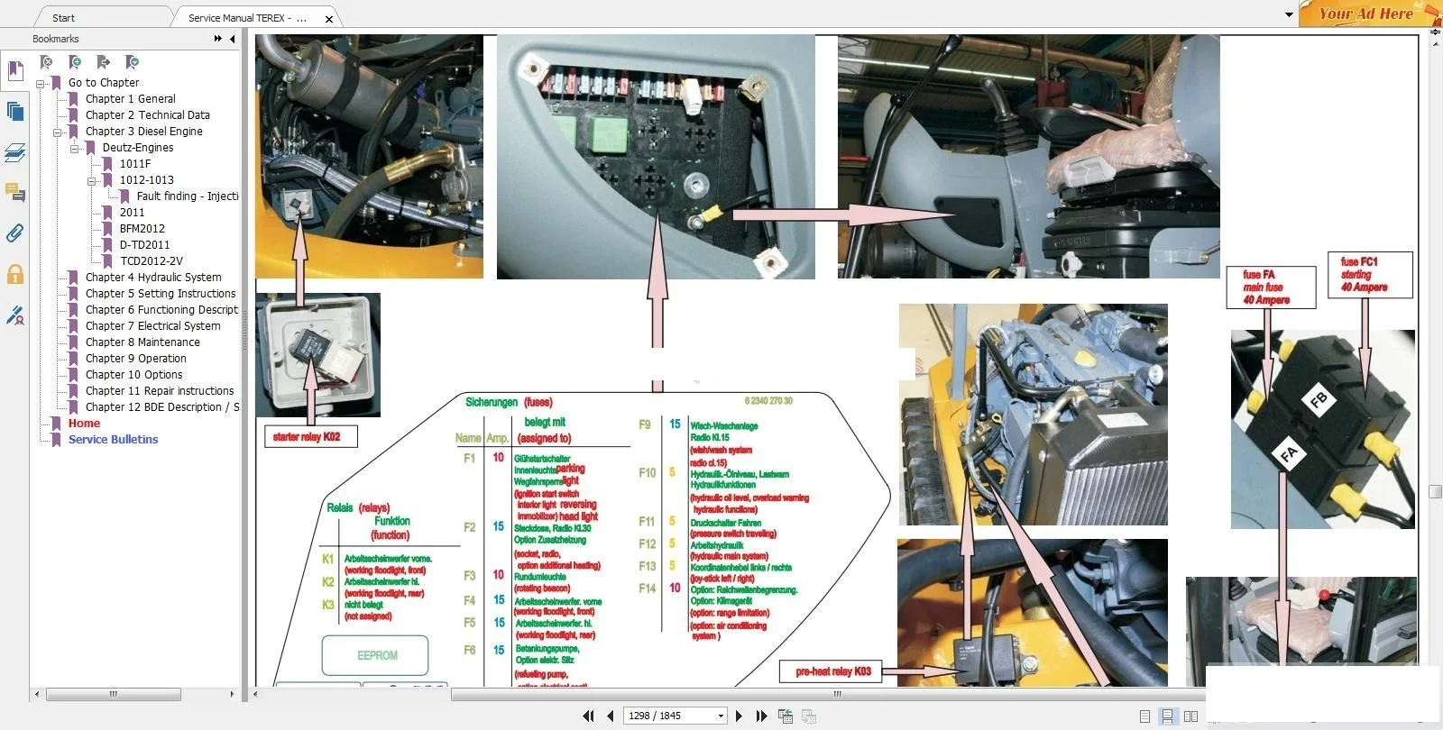 

По руководство по лифтинговой мастерской SpecDiag и руководства по запчастям для TEREX
